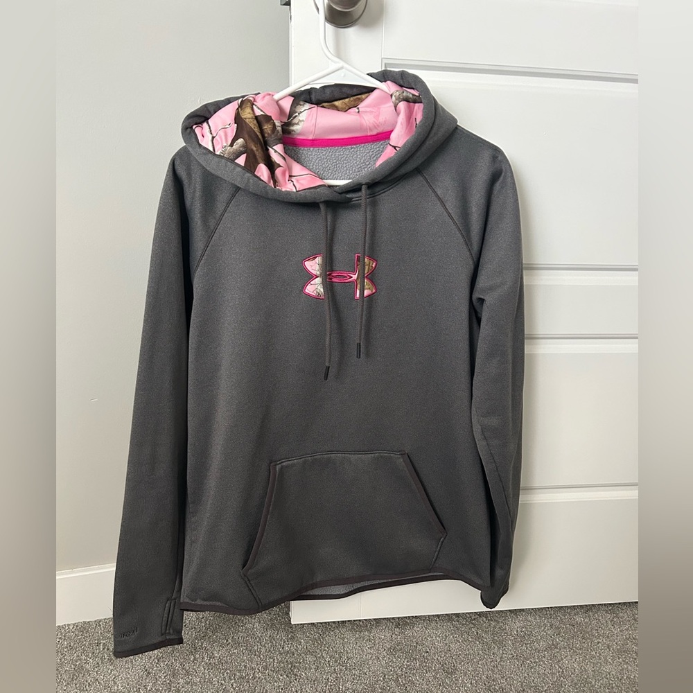 Under Armour Charcoal Hoodie with Pink Accents
